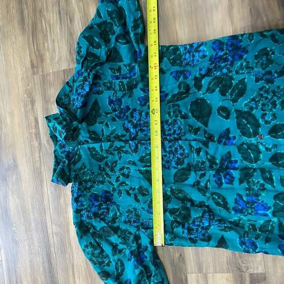 đź’—Vintage Floral Teal and Blue Blouse - Picture 4 of 4